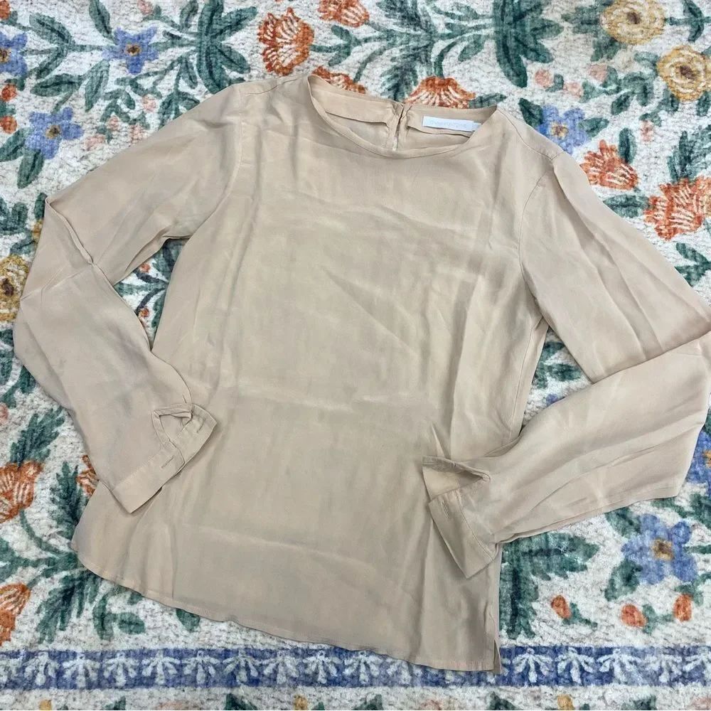Anne Fontaine Silk Nude Blouse Classic Style Luxury Women’s maribelle size s